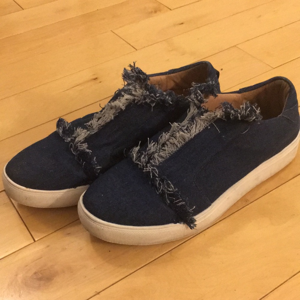 JAGGAR denim frayed slide on sneakers LF